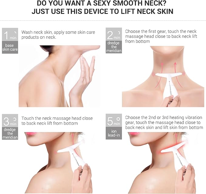 Face Neck Beauty Device for Wrinkle Removal&Anti-Aging Devices,3 in 1 Skin Care Facial Massager, Face Sculpting Tool with Thermals, Vibration at Home Daily Use (White)