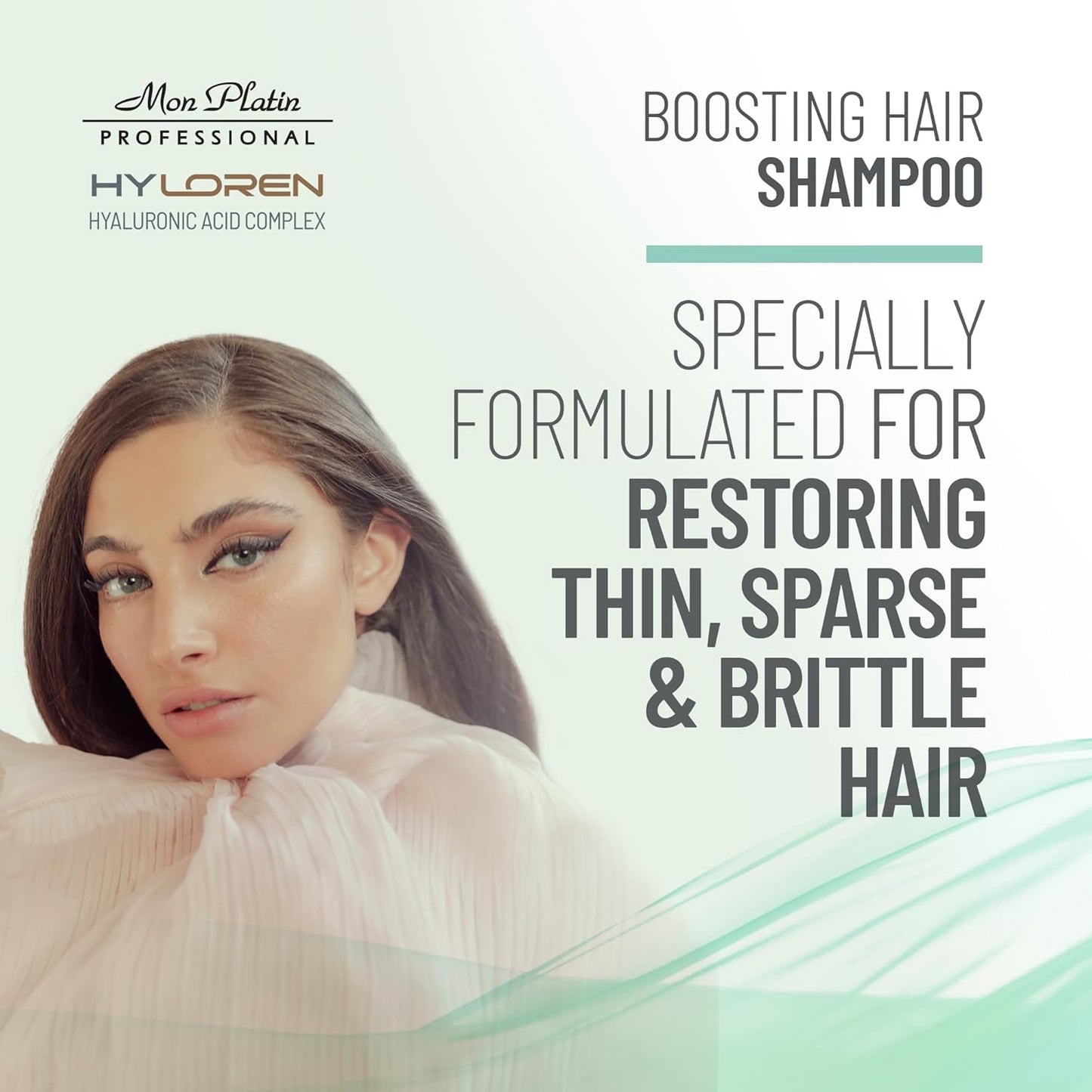 Mon Platin Professional HYLOREN Boosting Shampoo, 30ml - For Thin, Sparse and Brittle Hair with Hyaluronic Acid, Volumizing and Thickening Shampoo, SLS/SLES Free, for Damaged Hair