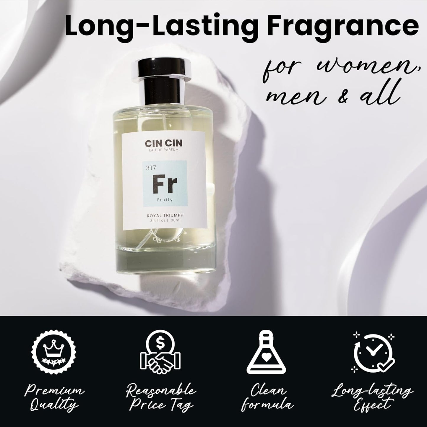 Cin Cin Royal Triumph - Fruity 317 EDP 100ml Inspired by C. A.ventus Perfume - Long-Lasting Eau de Parfum for Women and Men - Dupe for C.reed. A. Scent - Paraben-Free and Concentrated Unisex Fragrance