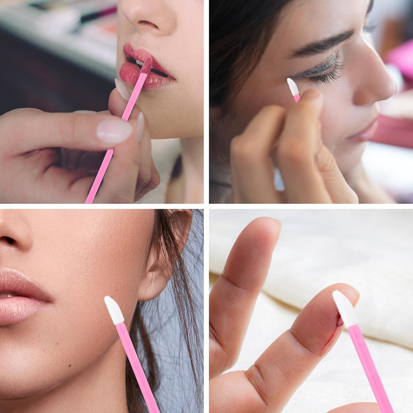 Tbestmax 200 Pcs Lip Wands Applicators, Disposable Lipstick Lint Free Brush Makeup Gloss Wands, Makeup Applicator Beauty Tool Kits Pink