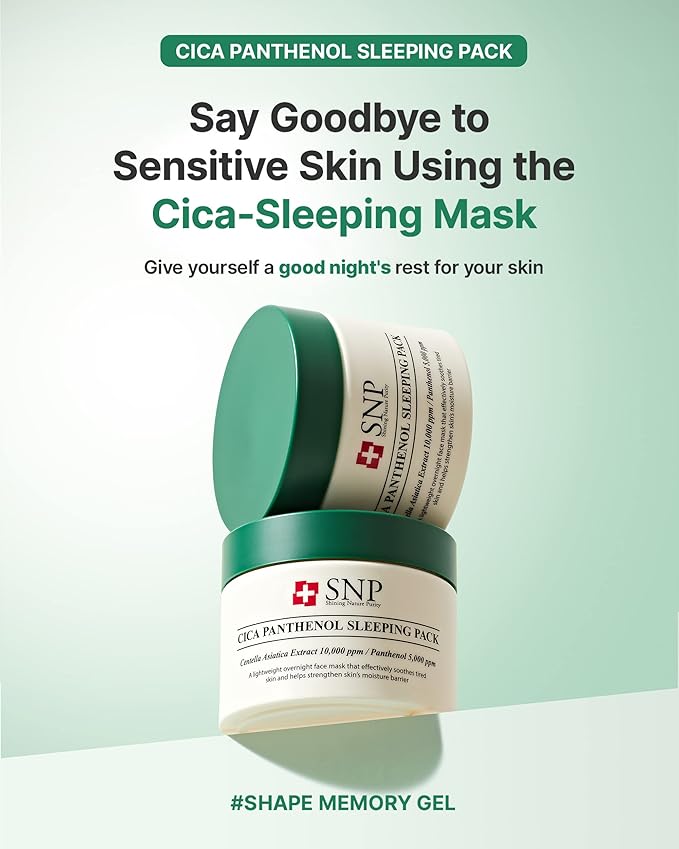 [K Beauty Snp] CICA Panthenol Moisturizing Cream | Overnight Face Cream | Soothing, Moisturizing, and Hydrating Facial Mask with Hyaluronic Acid | Korean Skin Care Overnight Moisturizer | 3.38 Fl Oz