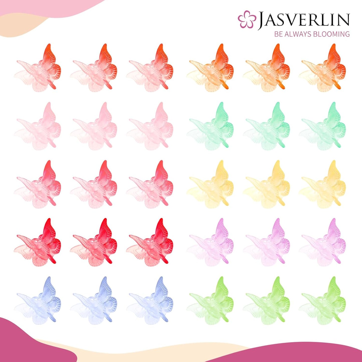 Mini Butterfly Hair Clips 50 Pcs, Cute Small Y2k Girls Accessories, Tiny Claw Clips 90s for Women Kids Thin Hair, 10 Assorted Rave Rainbow Colors (Matte Gradient)