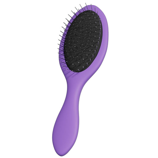 WeiLa Anti-Static Hair Brush Oval, Stainless-Steel Bristles Detangler for Wigs & Hair, ABS Handle (Violet, Regular)