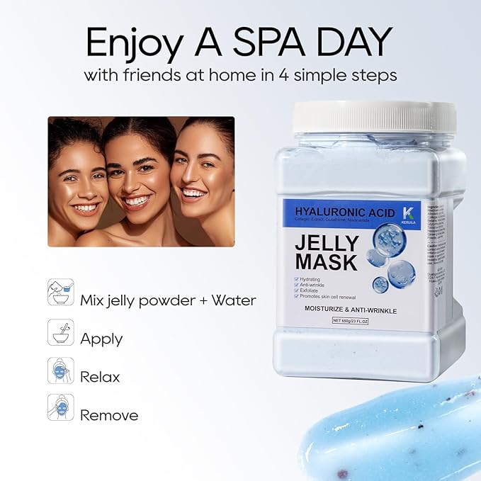 Hyaluronic Jelly Masks For Facials Professional, Hyaluronic Acid Masks Powder For Facial Mask, Hydrojelly Jelly Gel Face Mask For Peel Off, Hydrating Mask for Face Skin Care Of Home Spa, Blue