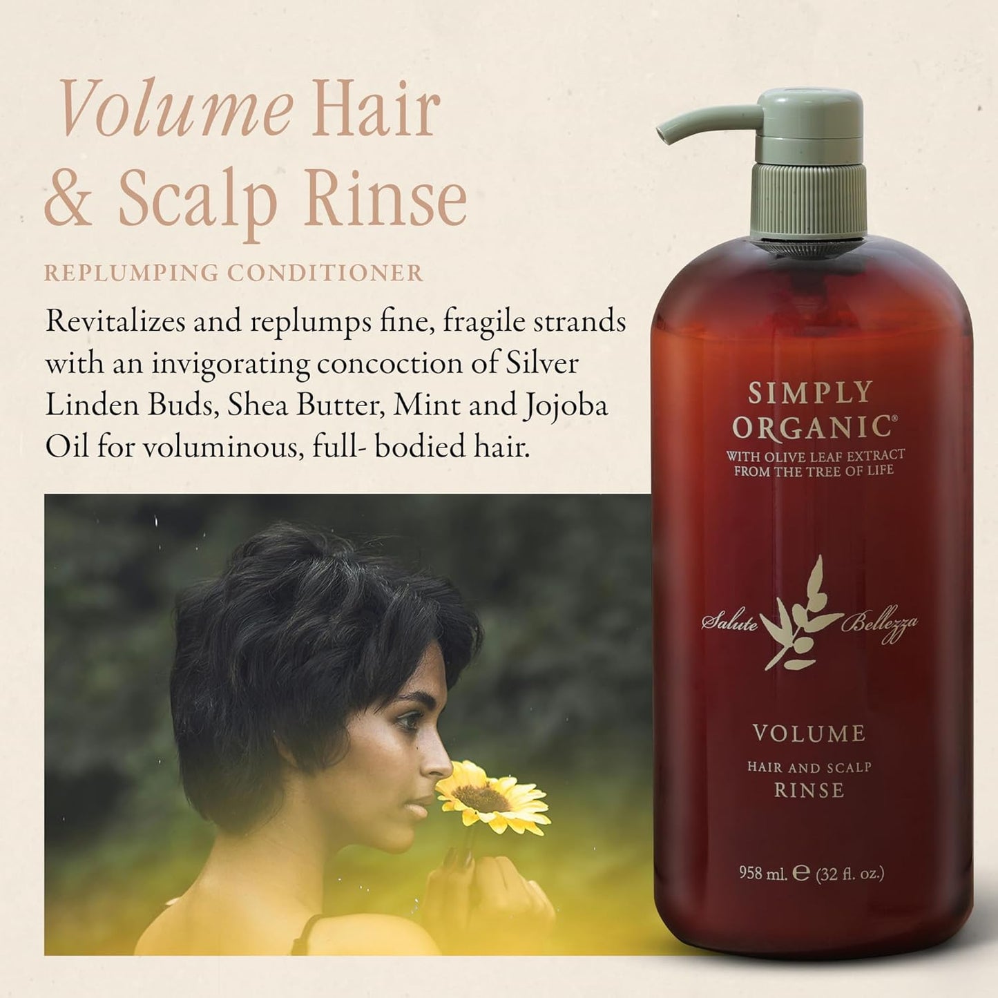 Thinning Hair Volumizing Deep Conditioner Scalp Rinse, Made in Italy, All Natural Cruelty Free Hair Care for Women & Men, Lavender, Mint, Olive Leaf Extract with Pump, 32 fl oz/958 ml, VOLUME