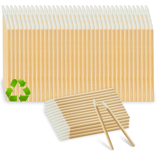 200 Pcs Lip Gloss Wands Disposable Bamboo Handle Lip Brushes Lipstick Applicator Makeup Tool