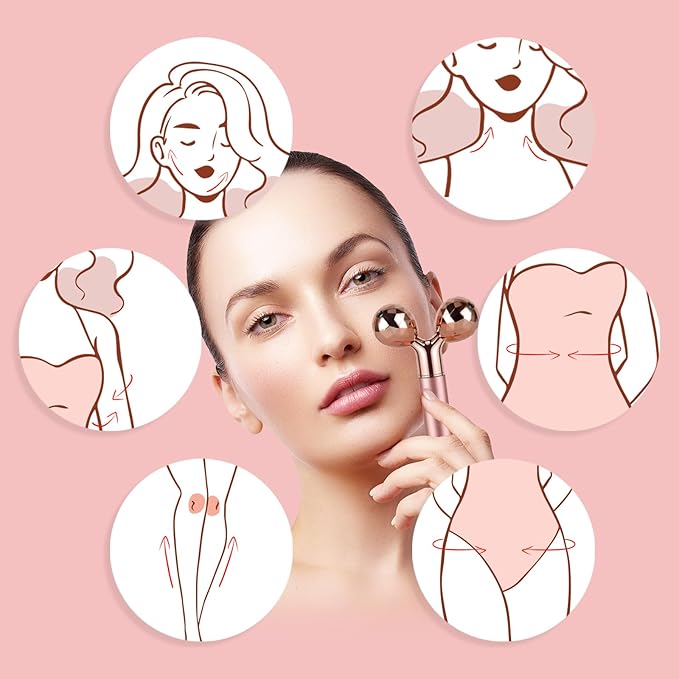 7pcs Facial Jade Roller and Gua Sha Kit, 100% Natural Jade Stone Face Massager for Skin Tightening, Dark Circles, Skin Rejuvenation, Wrinkle Remover, Men and Women Massage Tool Gift Set, Pink