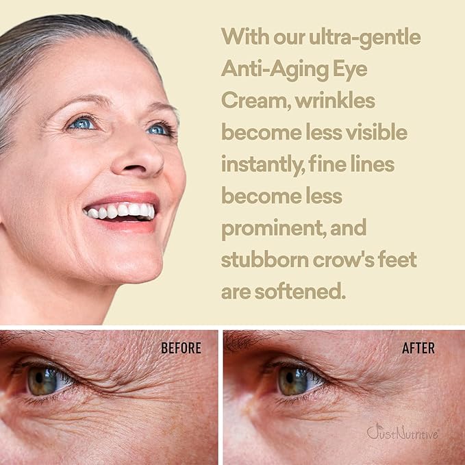 Just Nutritive Anti-Aging Eye Cream | Nutritive Ingredients | Under Eye Wrinkle Treatment | Crows Feet Eye Cream | Best Anti Aging Cream For Eyes 2oz