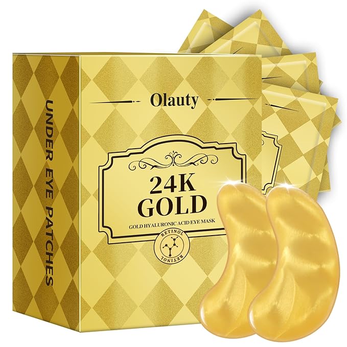 30 Pairs 24K Gold Eye Masks, Collagen Eye Patches for Puffy Eyes and Dark Circles Treatments, Reduce Undereye Bags,Wrinkles, Gel Eye Skin Care Pads, Beauty Gifts for Women
