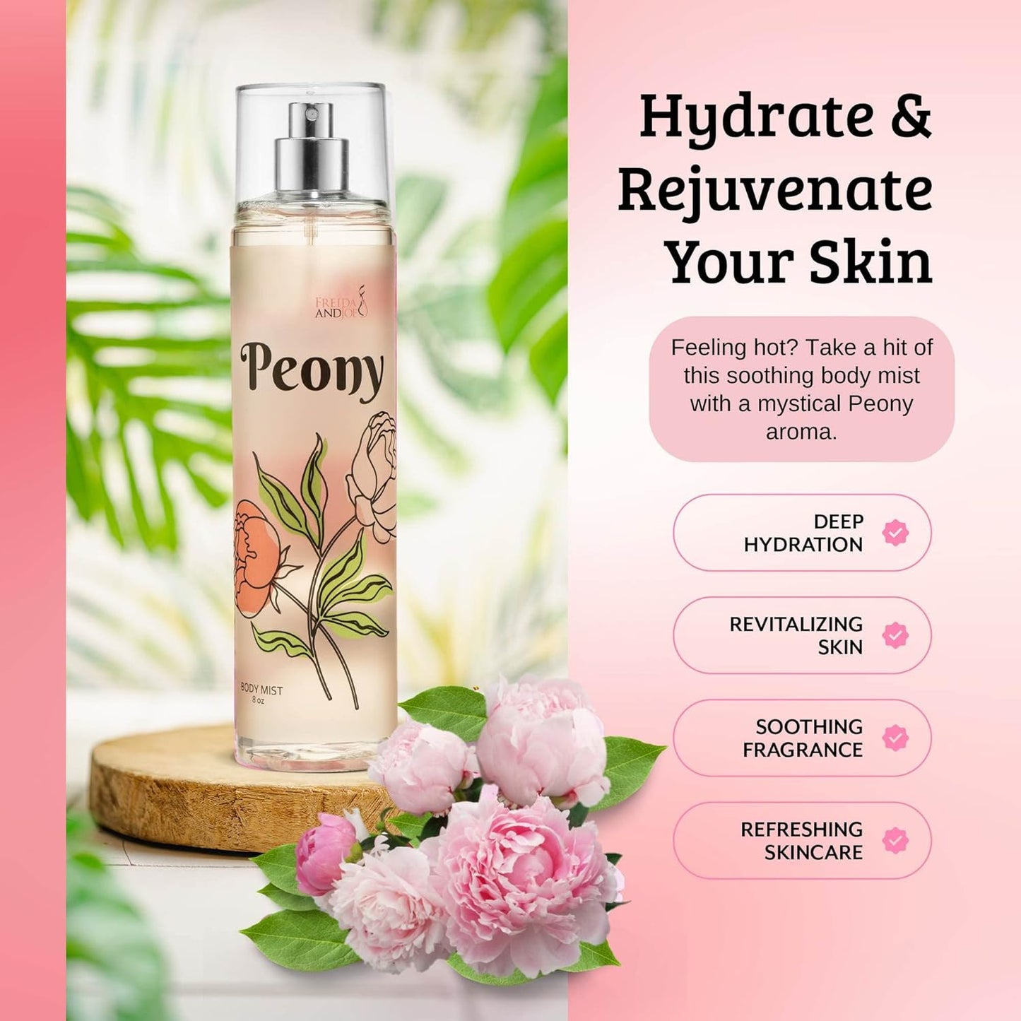 Peony Elegance Fine Fragrance Body Mist Spray: A Scented Peony Floral Sophistication, 8 oz Spray Bottle, Ideal for Gifting Stocking Stuffer