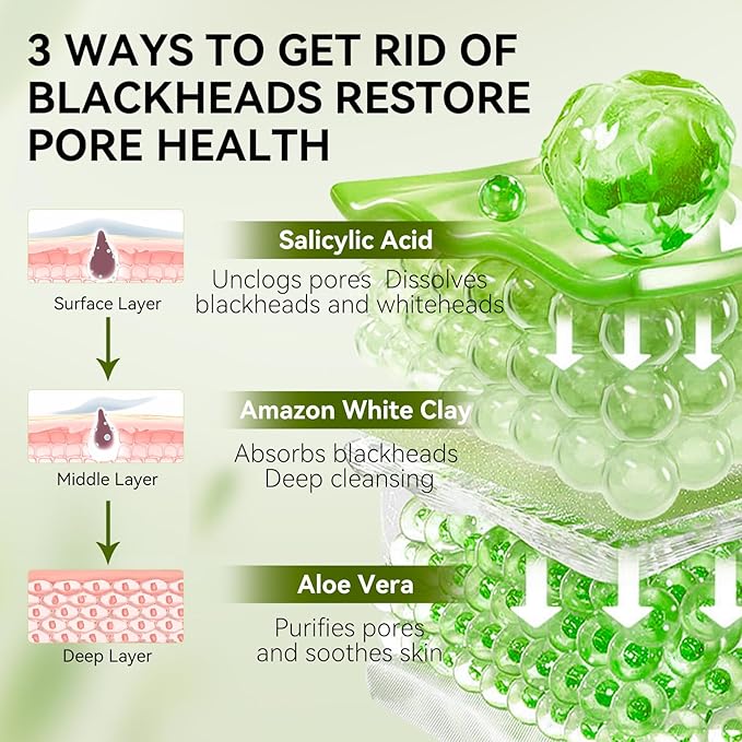 LANBENA 2.0 Nose Pore Strips, Blackhead Remover Mask with Salicylic Acid, Amazonian White Clay, Pore Cleanser Purifying Peel off Face Mask with 60 PCS Strips, Aloe Facial Mask(1.05 Ounce)