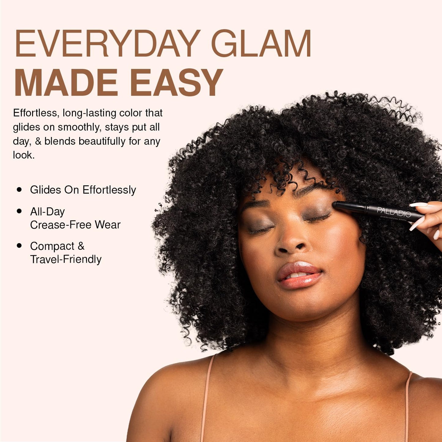 Palladio Waterproof Eyeshadow Stick with Blending Sponge, Long Lasting & Effortless Application, Smudge Free & Crease Proof Formula, Matte & Shimmer Shades, Buildable Eye Shadow (Matte Black)