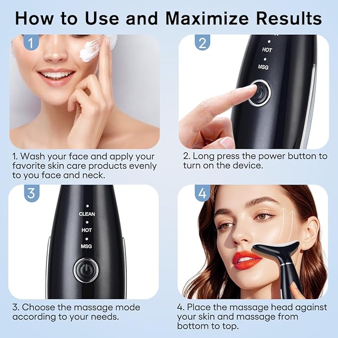 Facial Massager,Neck Face Massager Tool,3 Mode Massage with Heat,Portable Beauty Instrument for Skin Care Women Gift