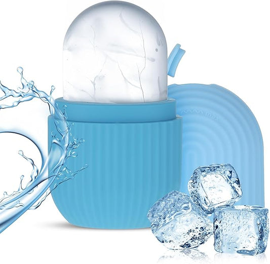 Ice Roller for Face and Eye for Massage Facial, Reusable Silicone ice Mold for Treatment Beauty Skin Care, Compress Shrinks Pores Anti-Wrinkle Reduces Puffiness, Improves Skin Elasticity (Blue)