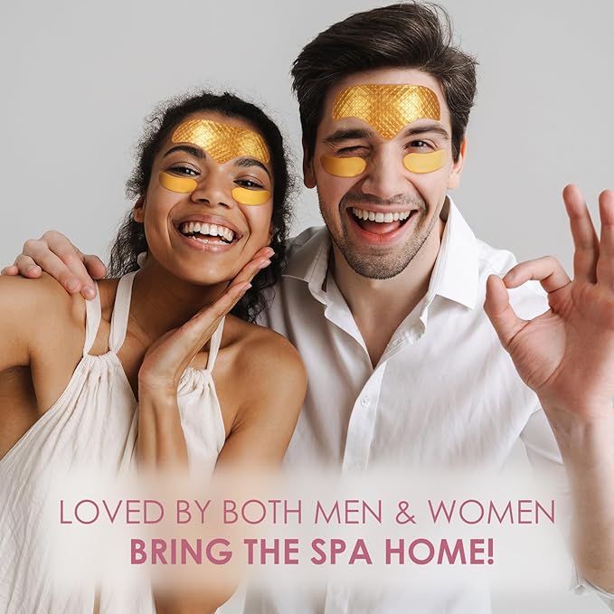 10PCS 24K Gold Forehead Anti Wrinkle Patches & 10Pair 24K Gold Eye Masks, Anti Wrinkle Patches with Collagen, Forehead Wrinkle Patches T-Zone Patch,Collagen Eye Patches for Puffiness and Dark Circles