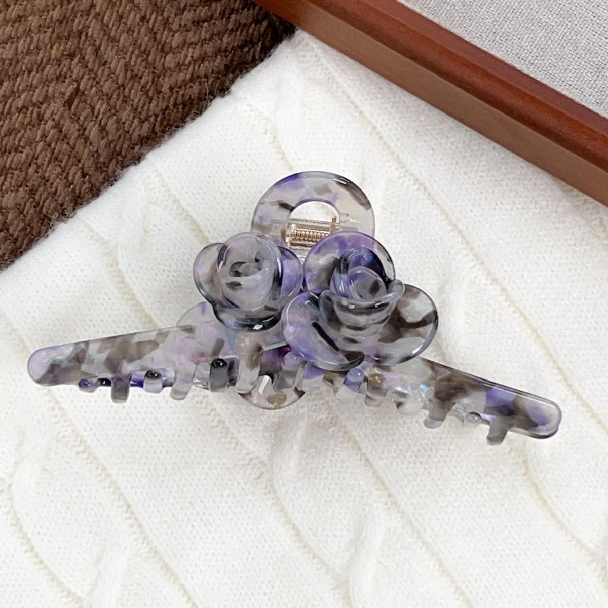 Premium Acetate Hair Clip for Women - Elegant Plant-Based Hair Claw with Secure Hold, Gentle on Hair (A-Iridescent Purple, 5.1 * 2.3 * 2.1inch)