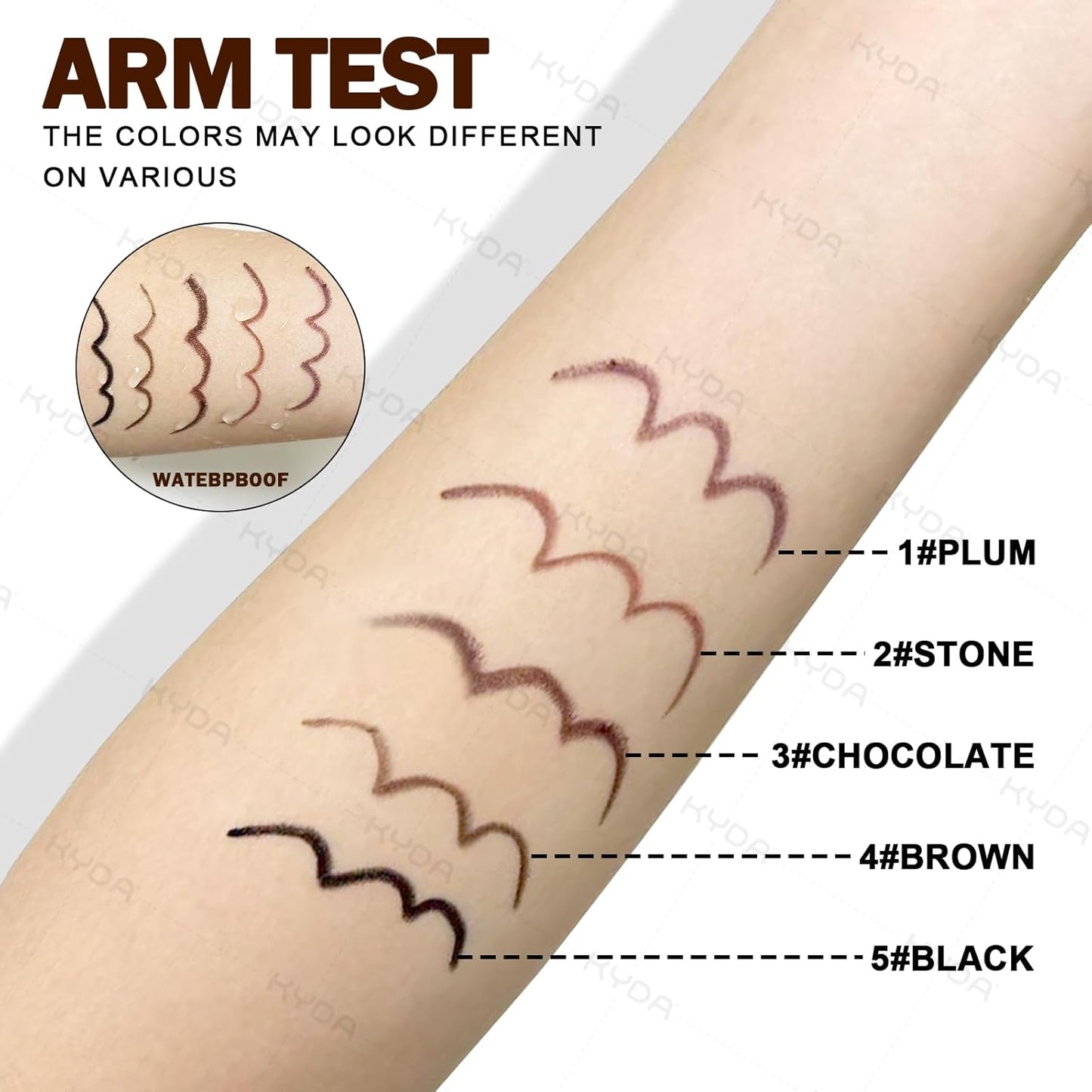 KYDA 2 Pcs Gel Eyeliner Pencil, Smooth Creamy Matte Gel Eyeliner with Sharpener, Multi-Use Sharpenable Eye Liner, Lasting Waterproof Smudge Proof, High Pigmented Waterline Eyes Makeup Pen, STONE