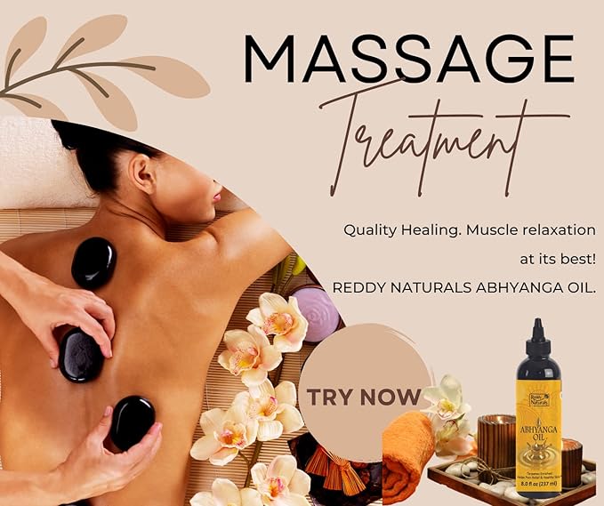 Aryana REDDY NATURALS Abhyanga Massage Oil for Sore Muscles, Joints & Body – Ayurvedic Calming Therapy Oil with Black Pine, Eucalyptus, Nutmeg, Turmeric & Eucalyptus Essential Oils - 8 FL OZ (237 ml)