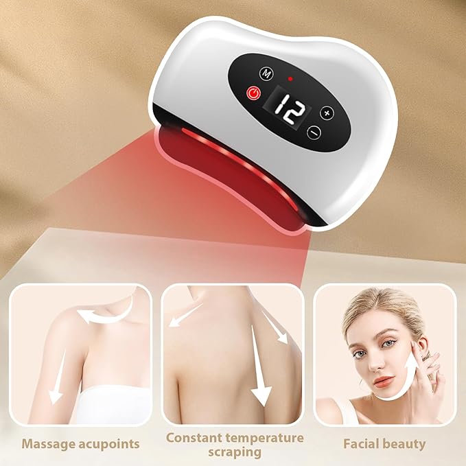 Scraping Facial Tools, 12 Level Vibration Heating, Facial Massager, Lymphatic Drainage Massager, Cellulite Massager, face Sculpting Tool, Reducing Wrinkles and Swelling