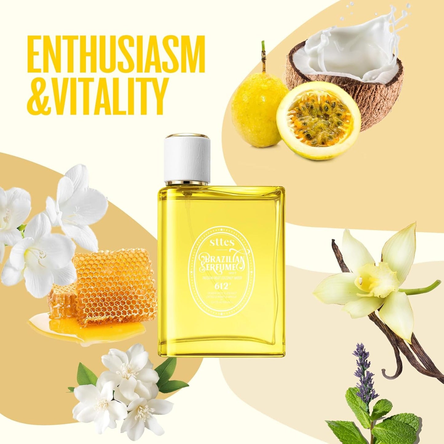 Sttes Perfume 612#（PASSION FRUIT COCONUT WATER） - Eau De Perfume 100ml (3.4fl Oz) Flower Fruit Gourmet tune (PASSION FRUIT +COCONUT +vanilla)