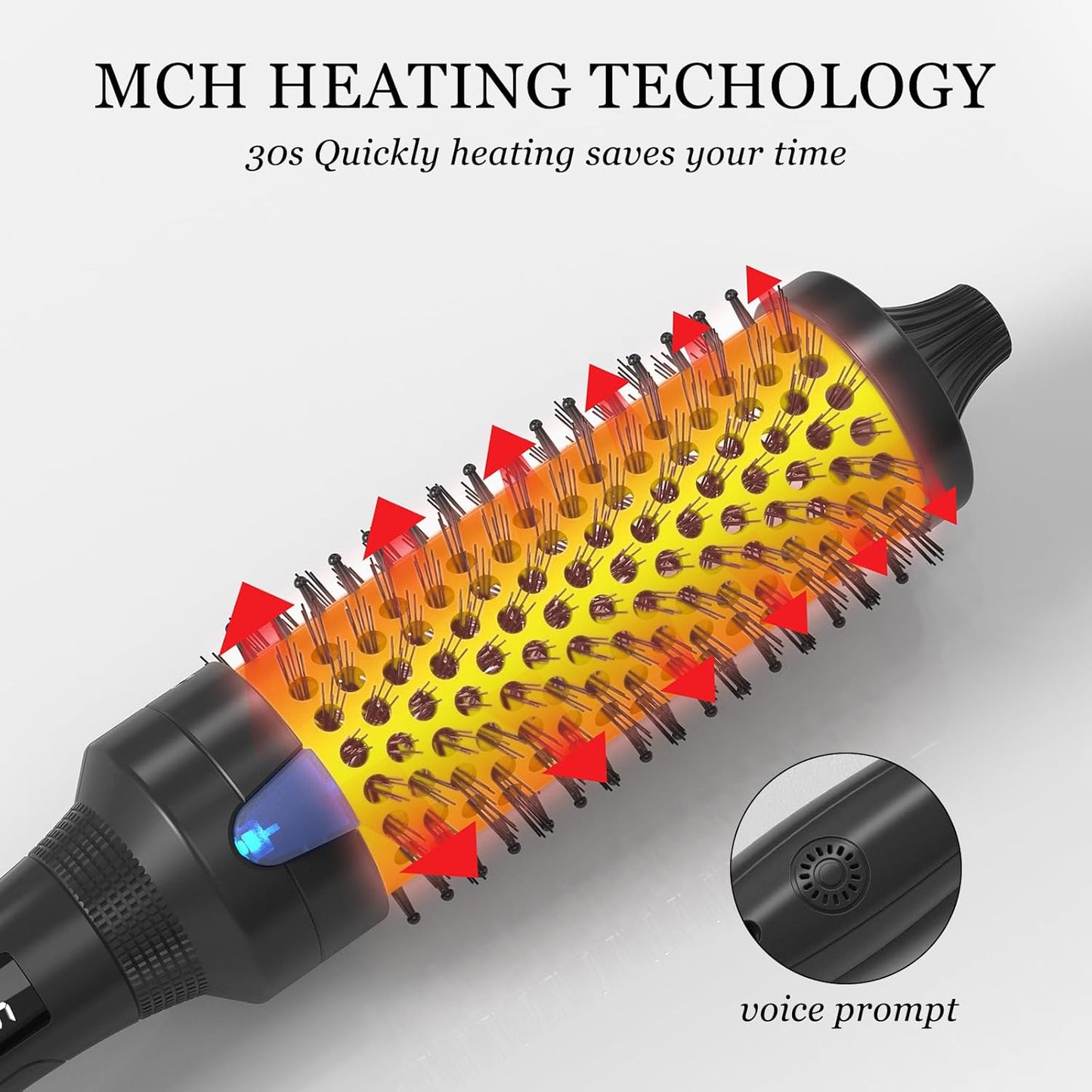 K&K 1 1/2 Inch Ceramic Tourmaline Ionic Heated Round Brush Curling Brush Creates Blowout Look -Creates Root Volume & Loose Curls Volume Curls Dual Voltage Hair Styling Tool (Black, 1.5 Inch)