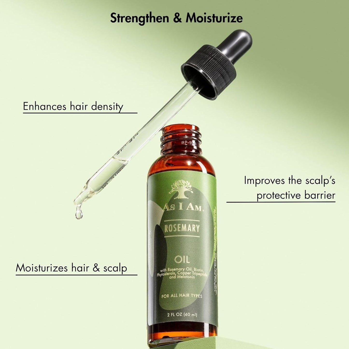As I Am Rosemary Oil - 2 oz - Hair Density Serum - with Biotin & Saw Palmetto