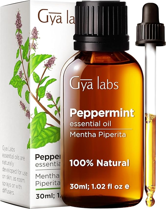 Gya Labs Peppermint Oil for Diffuser & Aromatherapy - 100% Pure Natural Peppermint Mint Essential Oils for Skin, Hair, DIY, Self-Care, Candle Making - Cooling, Minty Scent (1.02 Fl Oz)