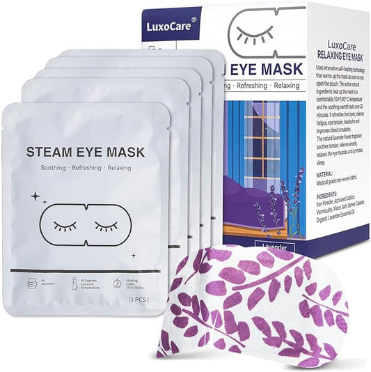 Steam Eye Mask - Self Heating, Moist Hot, Purple, Polyester, Disposable, Lightweight, Eye Mask for Puffy Eyes, Dry Eyes, Plane Travel Essentials, Great Gift for Students Adult