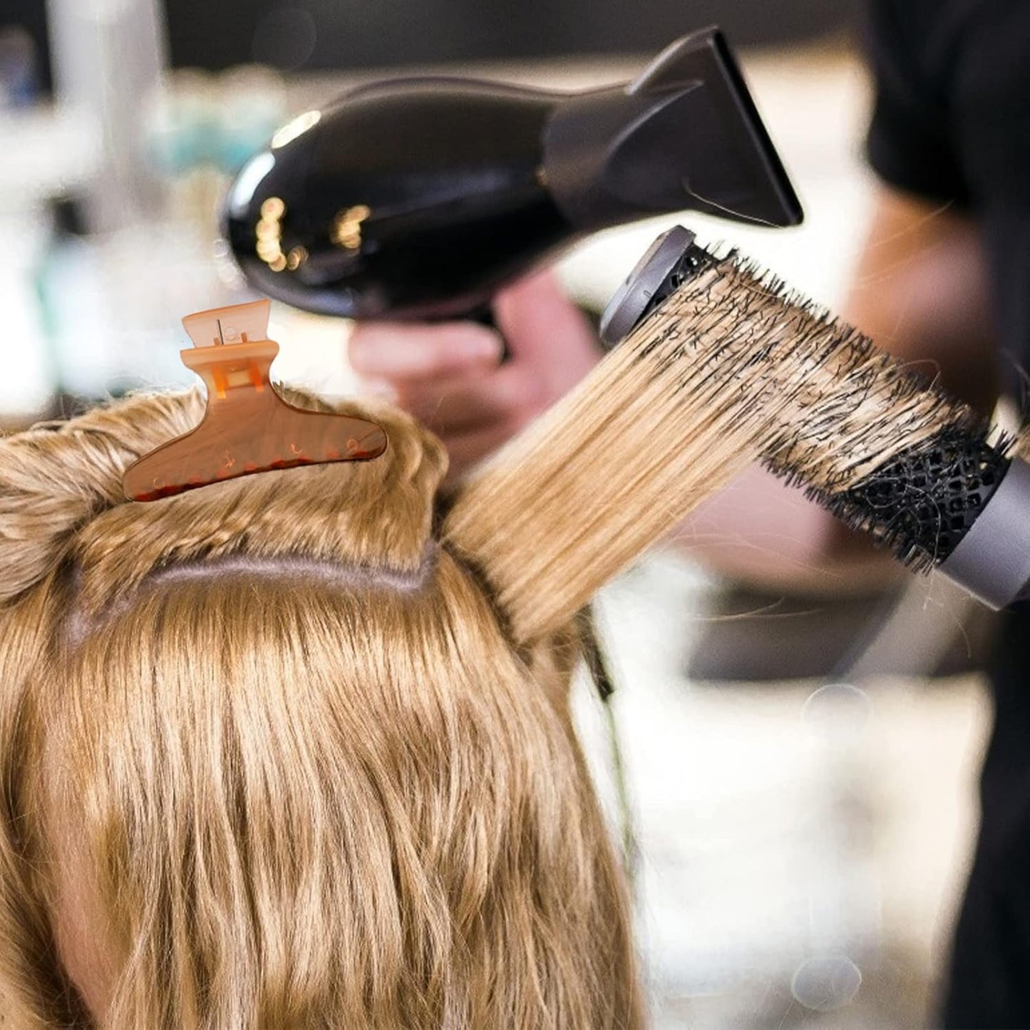 Ondder Hair Clips for Styling, Cutting, Coloring - Butterfly Claw Clamps and Sectioning Clips for Salon and Home Use - Hair Accessories for Women and Girls in Black, Blue, and Orange