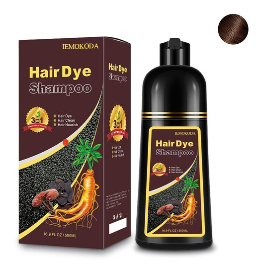 Dark Brown Hair Dye Shampoo 3 in 1, Instant Natural Hair Color Shampoo for Women Men 100% Gray Hair Coverage Champu Para Canas Mujer, Lasting 3-4 Weeks & Easy to Use & All Hair Types, 500ml