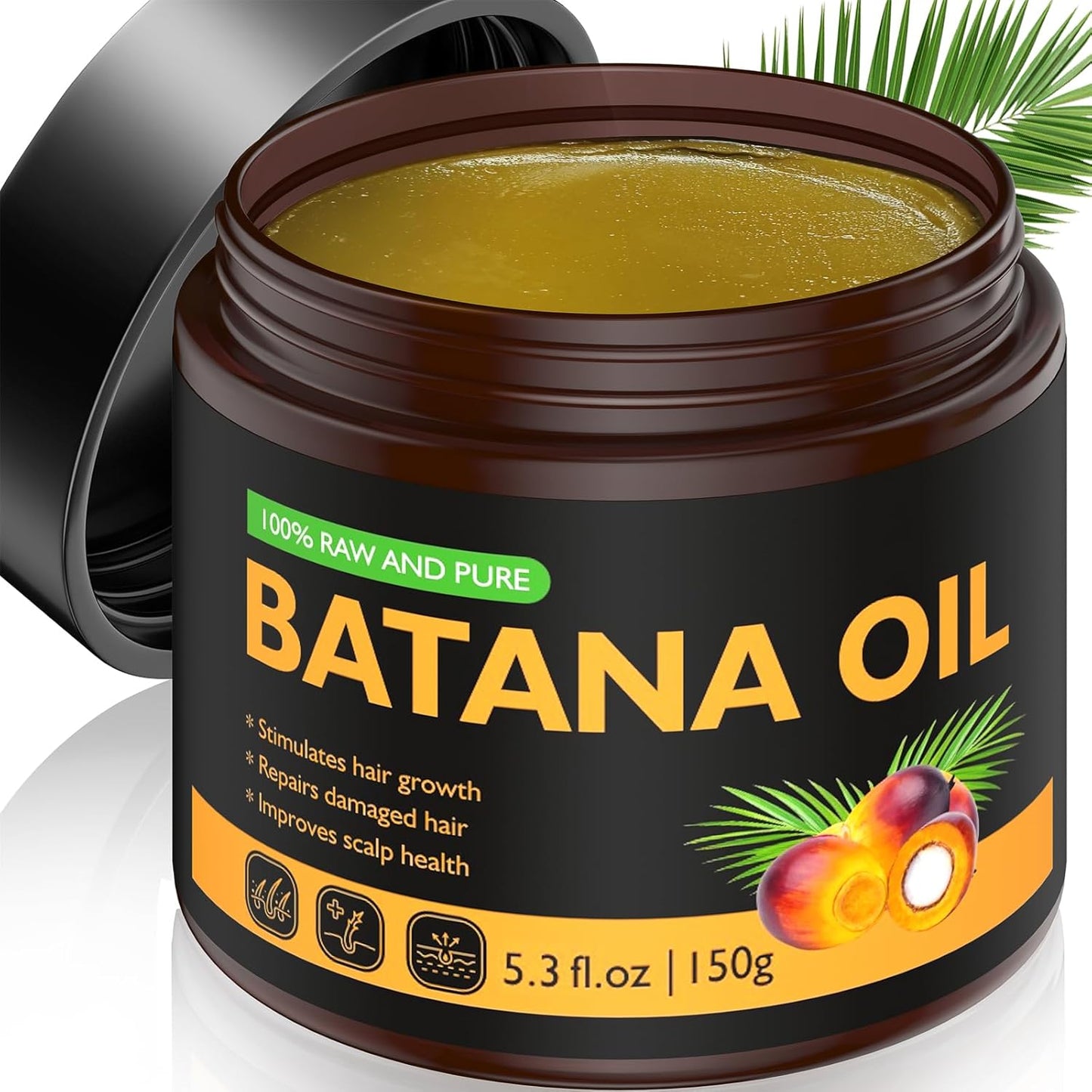 Veakoo Raw Batana Oil for Hair Growth, 100% Natural Pure, Dr. Sebi Organic Batana Oil from Honduras, Unrefined Hair Growth for Women Men, Prevent Hair Loss, Repair Damaged Hair, Nourish Scalp 5.3 oz