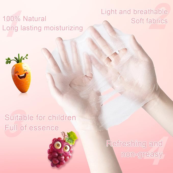 12 PCS Fruit Face Masks Skincare for Kids, Spa Party Facial Mask Set, Moisturize Sheet Masks Skin Care, Christmas Birthday Gifts for Women Girls, Hydrate and Soothe for All Skin Types (12Pcs-Set01)