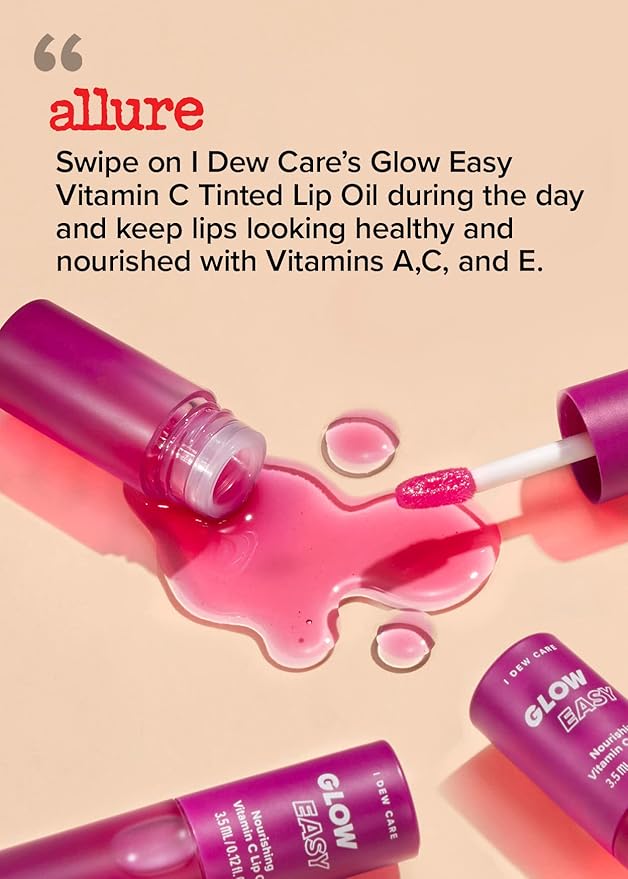 I DEW CARE Hydrogel Eye Patch - Starlit Kitten, 5 EA + Lip Oil Gloss - Glow Easy, 0.12 Fl Oz Bundle