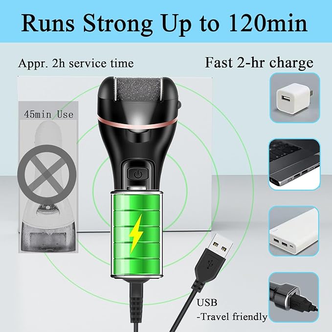 Callus Remover for Feet, 13-in-1 Professional Pedicure Tools Foot Care Kit, Foot Scrubber Electric Feet File Pedi for Hard Cracked Dry Dead Skin, 3 Rollers, 2 Speed, Battery Display (Black)