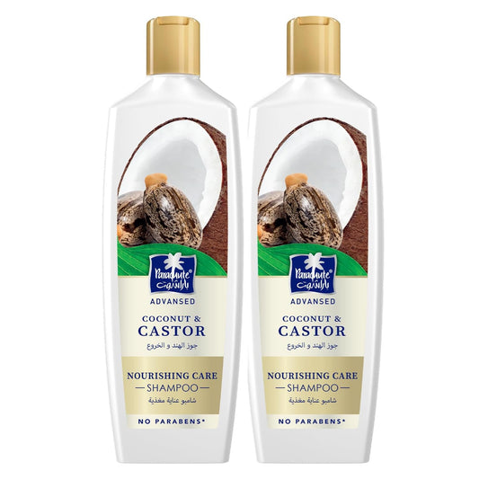 Parachute Advansed Nourishing Care Castor Shampoo with Coconut | Tames & Nourishes Frizzy Hair| Makes Hair Thicker & Longer | 0% Harmful Chemicals | 11.4 Fl oz | Pack of 2