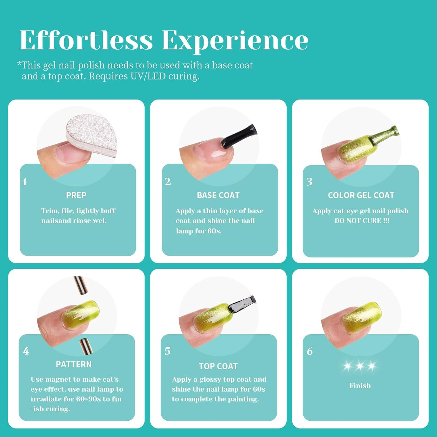 Light Blue Cat Eye Gel Nail Polish - Perfect for DIY at Home & Ideal Gift for Nail Art Lovers!