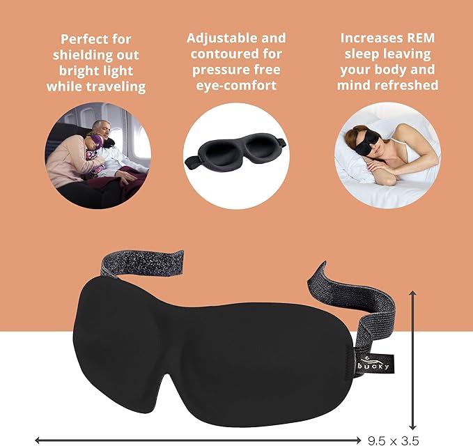 Bucky 40 Blinks No Pressure Printed Eye Mask for Travel & Sleep, Black Dot, One Size