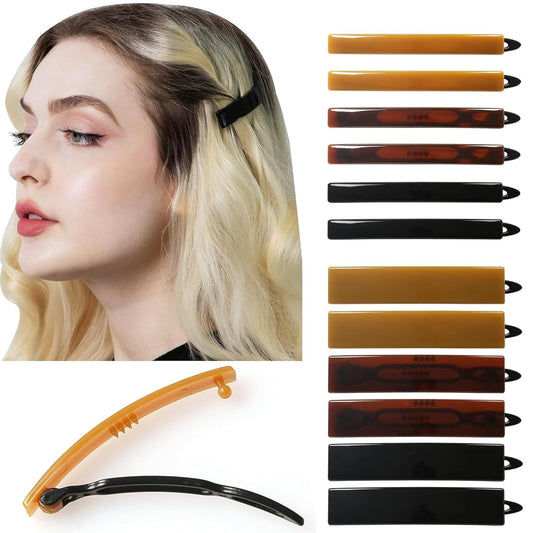 12pcs Hair Barrettes Set for Women and Girls, Hair Clips for Thick Thin Fine Hair, Non-metal Hair Accessories, Non-Slip Grip Handmade Snap Hairpin, BPA Free (LY15)