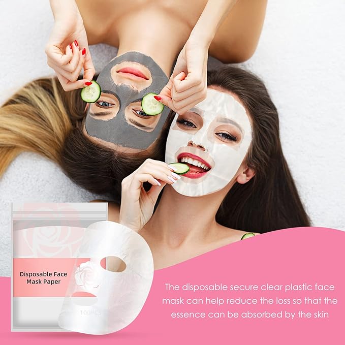 200 Sheets Facial Plastic Mask Disposable Facial Sheet Mask Transparent Face Masks Skincare Preservative DIY Clear Spa Thin Plastic Wrap Moisture Retention