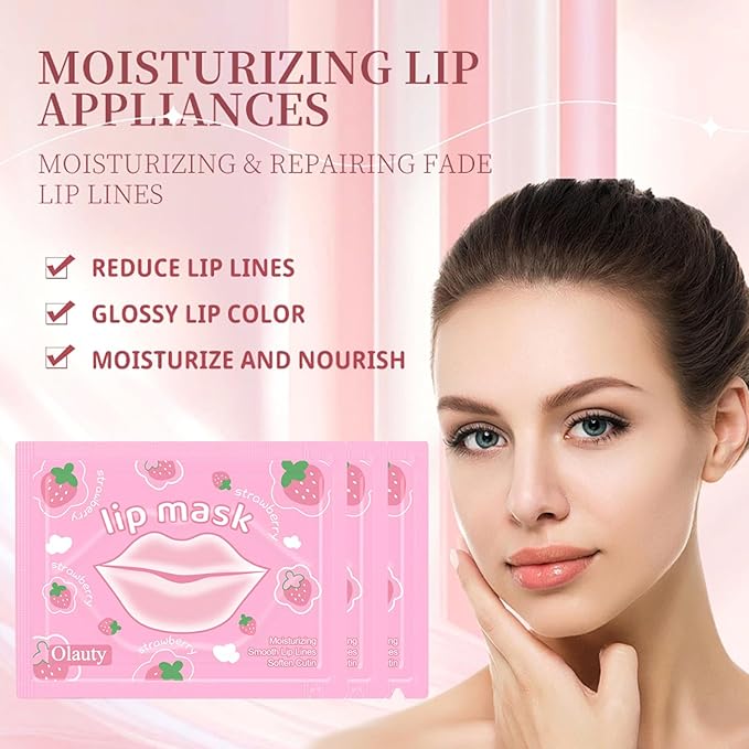 Sulily 30 Pairs Strawberry Lip Masks&Gold Dust Light Green Eye Masks,Crystal Collagen Eye Patches for Puffy Eyes,Moisturizing Cooling Skin Care Lip Eye Patches for Puffiness and Dark Circles