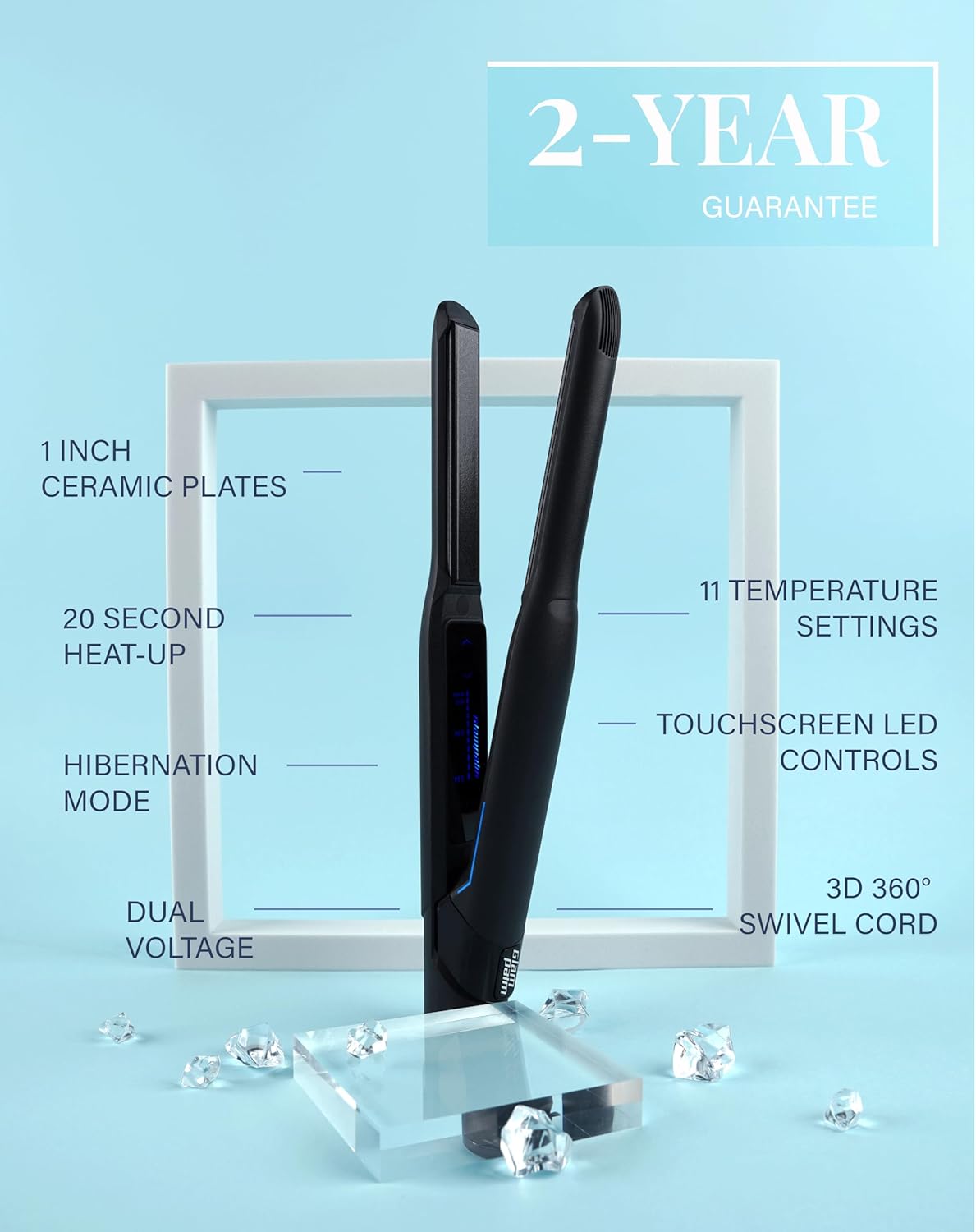 GLAMPALM Hair Straightener 0.5" Ceramic Flat Iron Infused with Vita C, Korea's No.1 Professional Salon Tool for Short Hair, Dual Voltage, Digital LED(210°–450°), 20s Fast Heat-Up (GP101T)