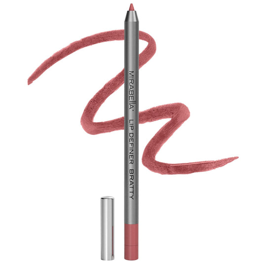 Mirabella - Line and Define Lip Definer, Smoothing & Moisturizing Retractable Lip Pencil with Sharpener, Helps Lipstick Stay Put, Long-Lasting Creamy Formula with Antioxidants Vitamins C & E, Bratty