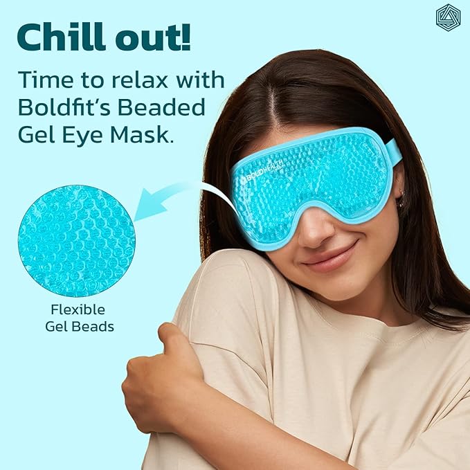 Polyester Eye Mask Cooling Gel With Beads For Dark Circles, Dry Eyes, Cooling Eyes, Redness, Eye Patches Eye Cooling Gel Pad Stretchable With Sleeping Mask Eye Relaxing For Women&Men -Blue