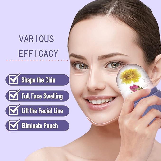 XHJRI Ice Face Roller Massager,Ice Cube Roller for Face, Eyes and Neck Naturally Conditioning and Skin Care,De-Puff Eye Bags,Reduce Migraine Pain,Reusable Massage Silicone Ice Mold (Purple)