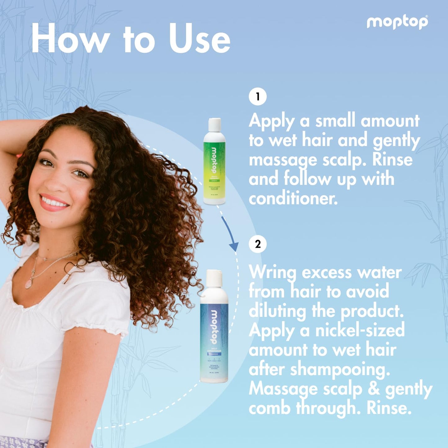 MopTop Sulfate Free Shampoo and Conditioner – Curly Hair Natural Shampoo and Conditioner Helps Restore Dry Damaged Hair & Reduce Frizz, Paraben Free Natural Hair Products for All Hair Types (2pk)