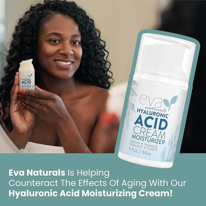 Eva Naturals Hydrating Face Cream with Hyaluronic Acid - Anti-Aging, Wrinkle Face Moisturizer for Women and Men, With Aloe Vera & Retinol For Face - Firming Day & Night Cream (1.7 Fl Oz)