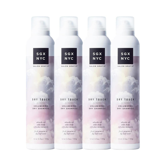 SGX NYC Dry Touch Volumizing Dry Shampoo - Paraben Free, Vegan Dry Shampoo Spray Absorbs Excess Oil - Fresh and Bouncy Hair with No Residue - 4 pc