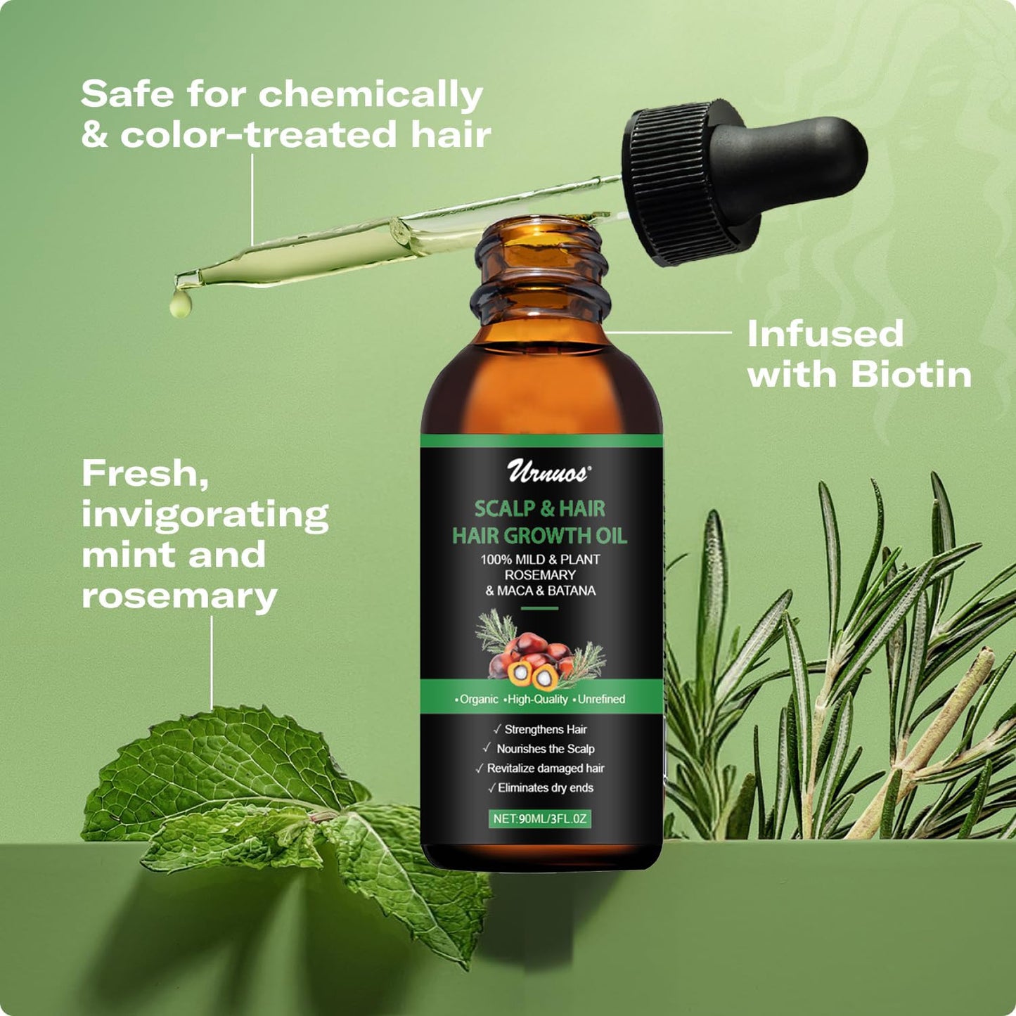 Rosemary Batana Oil，Organic Hair Growth，Promotes Hair Thickness, Nourish Scalp and Hair for All Hair Tapes (1 Fl Oz)