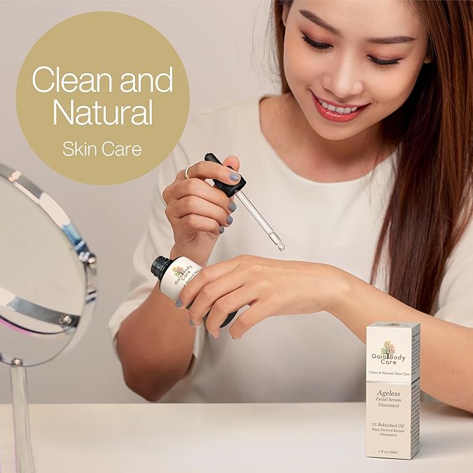 Gaia Body Care 5% Bakuchiol Oil Organic - Anti Aging, Anti Wrinkle, Reduces Fine Lines, Smooths Skin, Hydrates - Botanical Vegan - Natural Retinol Alternative Facial Oil (1oz, Unscented)