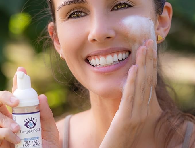 Foaming Tea Tree Face Wash and Eyelid Cleanser for Women - Made With Organic Ingredients & Aloe Vera (3 Pack (1.7 Ounces))